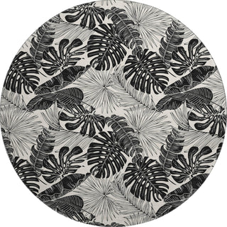 Piper Looms Mayfield Large Leaves AMF211 Midnight Machine Washable Area Rug Round Main Image