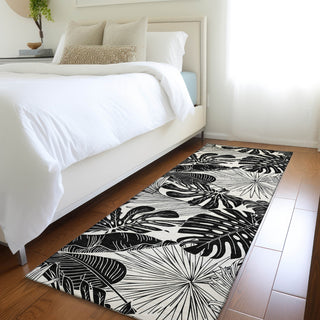 Piper Looms Mayfield Large Leaves AMF211 Midnight Machine Washable Area Rug Runner Lifestyle Image Feature
