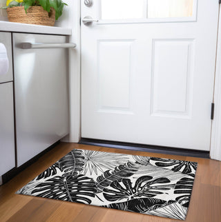 Piper Looms Mayfield Large Leaves AMF211 Midnight Machine Washable Area Rug Scatter Lifestyle Image Feature