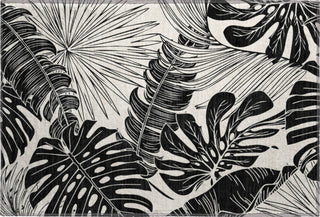 Piper Looms Mayfield Large Leaves AMF211 Midnight Machine Washable Area Rug Scatter Main Image