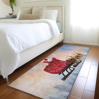 Piper Looms Mayfield Santa Sleigh AMF212 Blue Machine Washable Area Rug Runner Lifestyle Image Feature