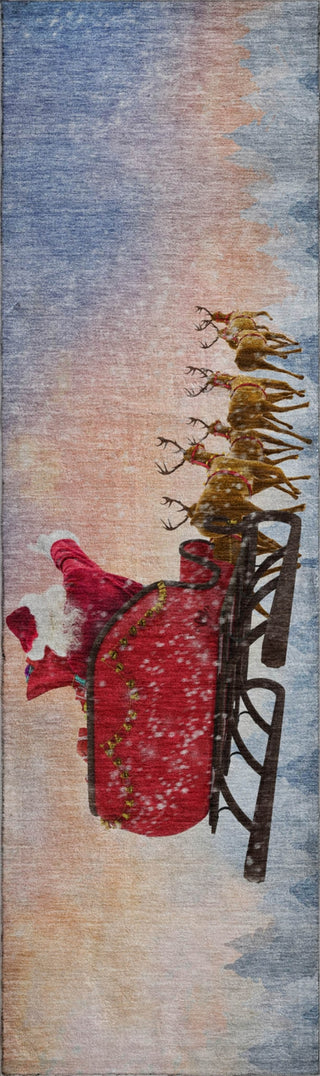 Piper Looms Mayfield Santa Sleigh AMF212 Blue Machine Washable Area Rug Runner Main Image