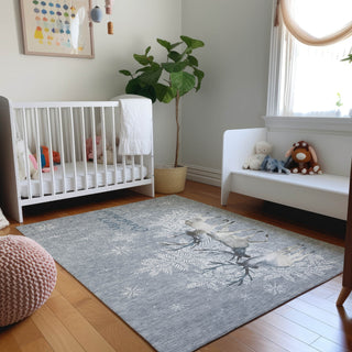 Piper Looms Mayfield Reindeer AMF213 Ash Machine Washable Area Rug Lifestyle Image Feature