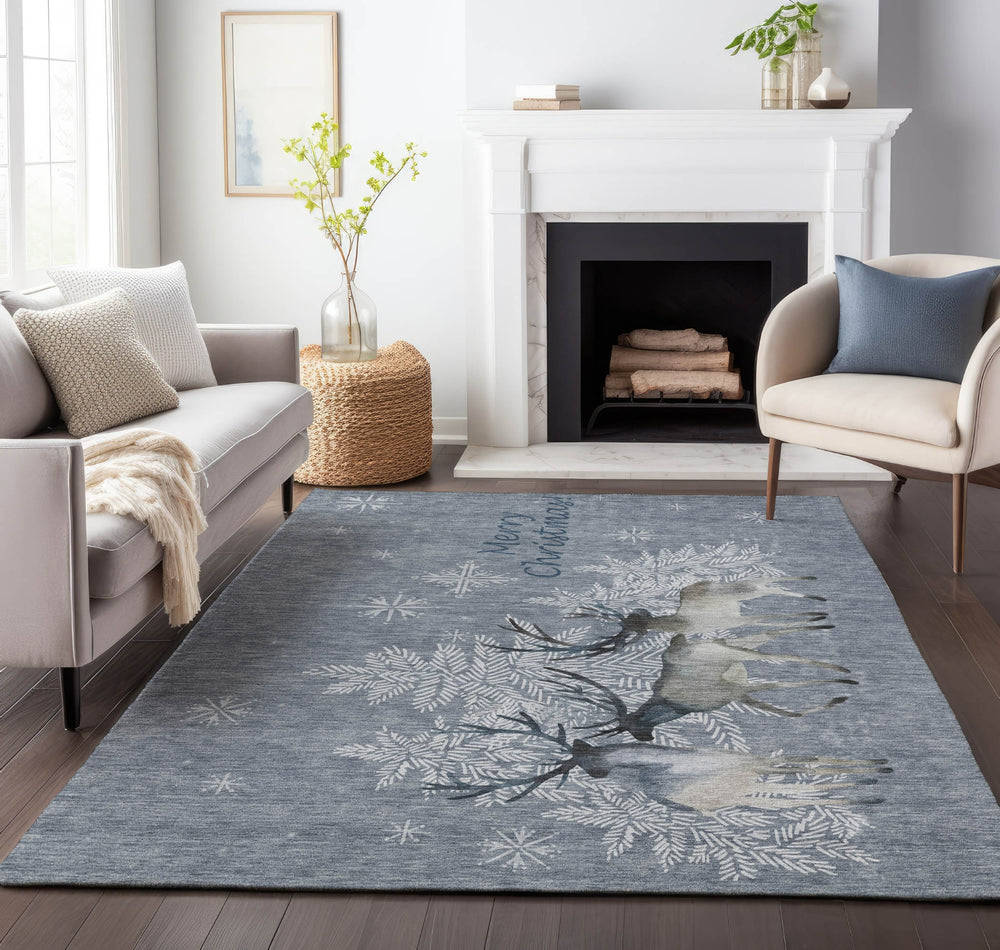 Piper Looms Mayfield Reindeer AMF213 Ash Machine Washable Area Rug Lifestyle Image Feature