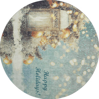Piper Looms Mayfield Lantern AMF214 Blue Machine Washable Area Rug Round Main Image