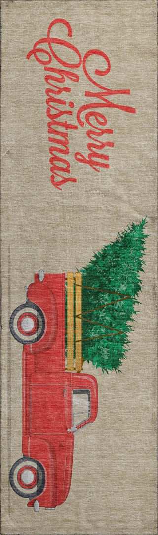 Piper Looms Mayfield Truck and Tree AMF215 Red Machine Washable Area Rug Runner Main Image