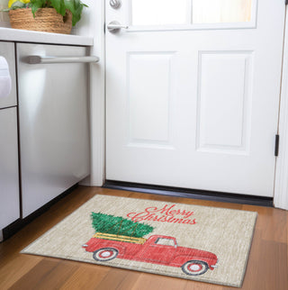 Piper Looms Mayfield Truck and Tree AMF215 Red Machine Washable Area Rug Scatter Lifestyle Image Feature