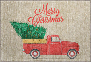 Piper Looms Mayfield Truck and Tree AMF215 Red Machine Washable Area Rug Scatter Main Image