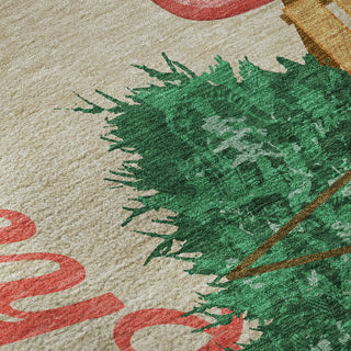 Piper Looms Mayfield Truck and Tree AMF215 Red Machine Washable Area Rug Swatch Image