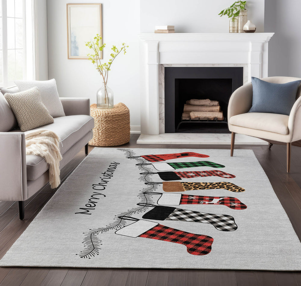 Piper Looms Mayfield Stockings AMF216 Gray Machine Washable Area Rug Lifestyle Image Feature