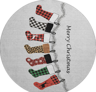 Piper Looms Mayfield Stockings AMF216 Gray Machine Washable Area Rug Round Main Image