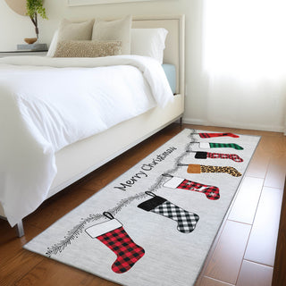 Piper Looms Mayfield Stockings AMF216 Gray Machine Washable Area Rug Runner Lifestyle Image Feature