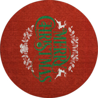 Piper Looms Mayfield Wreath AMF217 Ruby Machine Washable Area Rug Round Main Image
