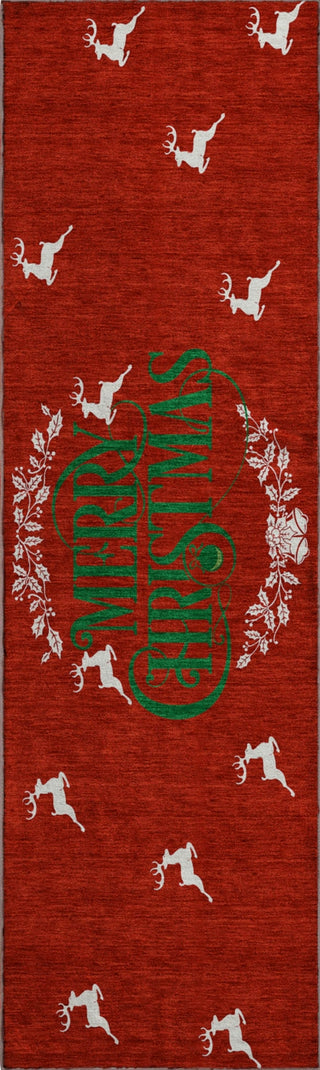 Piper Looms Mayfield Wreath AMF217 Ruby Machine Washable Area Rug Runner Main Image
