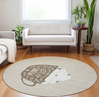 Piper Looms Mayfield Mug AMF218 Latte Machine Washable Area Rug Round Lifestyle Image Feature