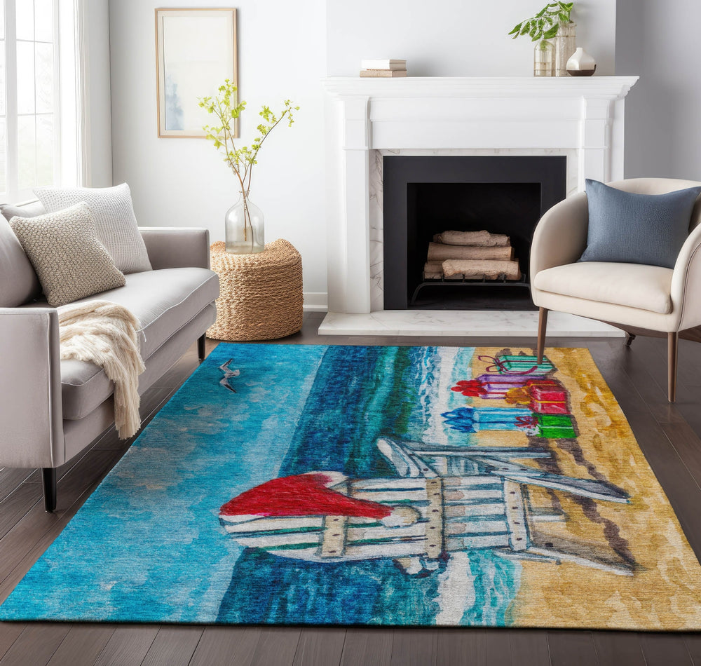 Piper Looms Mayfield Beach AMF220 Blue Machine Washable Area Rug Lifestyle Image Feature