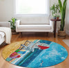 Piper Looms Mayfield Beach AMF220 Blue Machine Washable Area Rug Round Lifestyle Image Feature