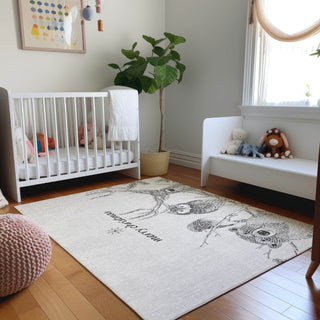 Piper Looms Mayfield Woodsy Animals AMF221 Gray Machine Washable Area Rug Lifestyle Image Feature