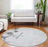 Piper Looms Mayfield Woodsy Animals AMF221 Gray Machine Washable Area Rug Round Lifestyle Image Feature