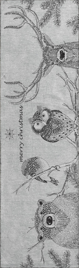 Piper Looms Mayfield Woodsy Animals AMF221 Gray Machine Washable Area Rug Runner Main Image