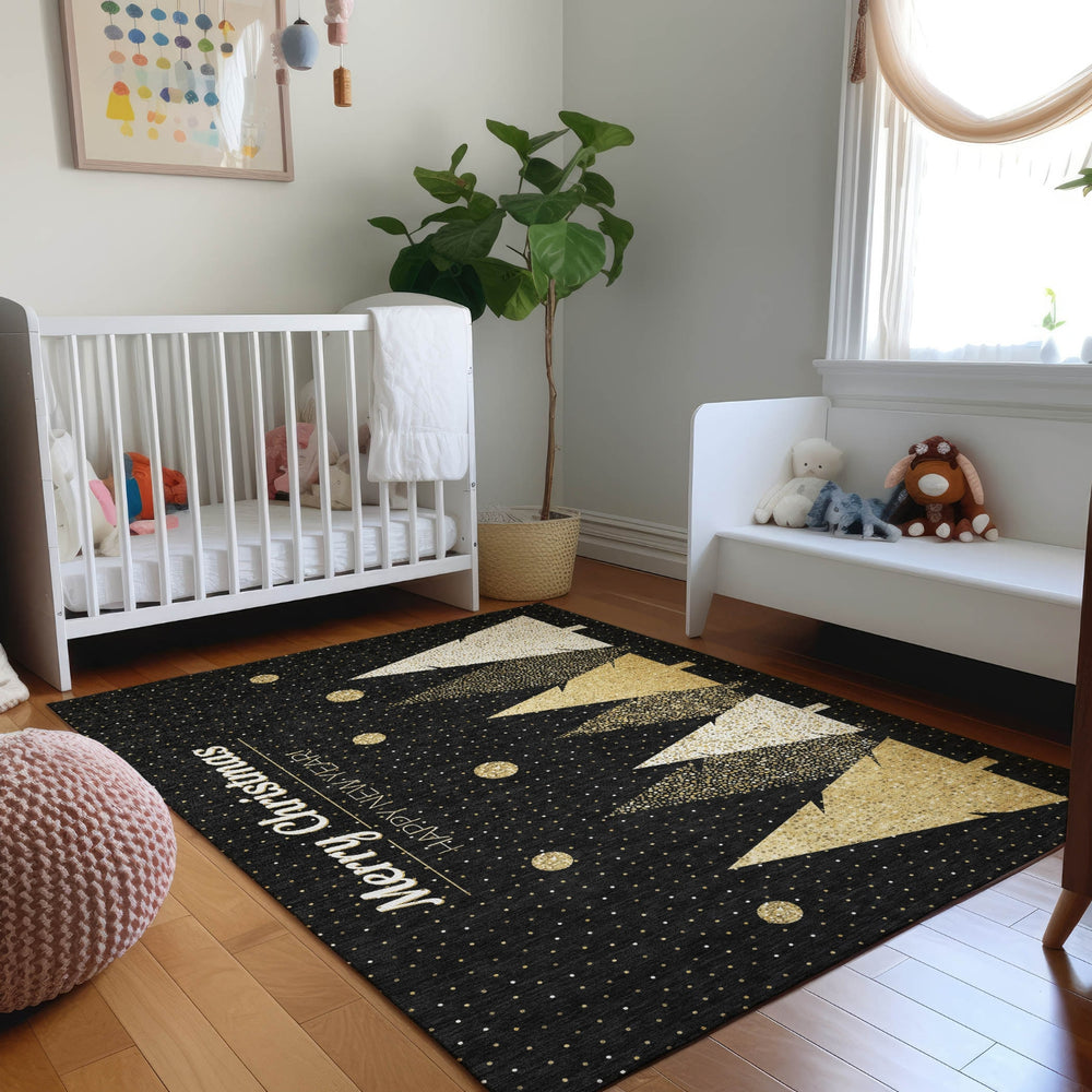 Piper Looms Mayfield Gold Trees AMF222 Midnight Machine Washable Area Rug Lifestyle Image Feature
