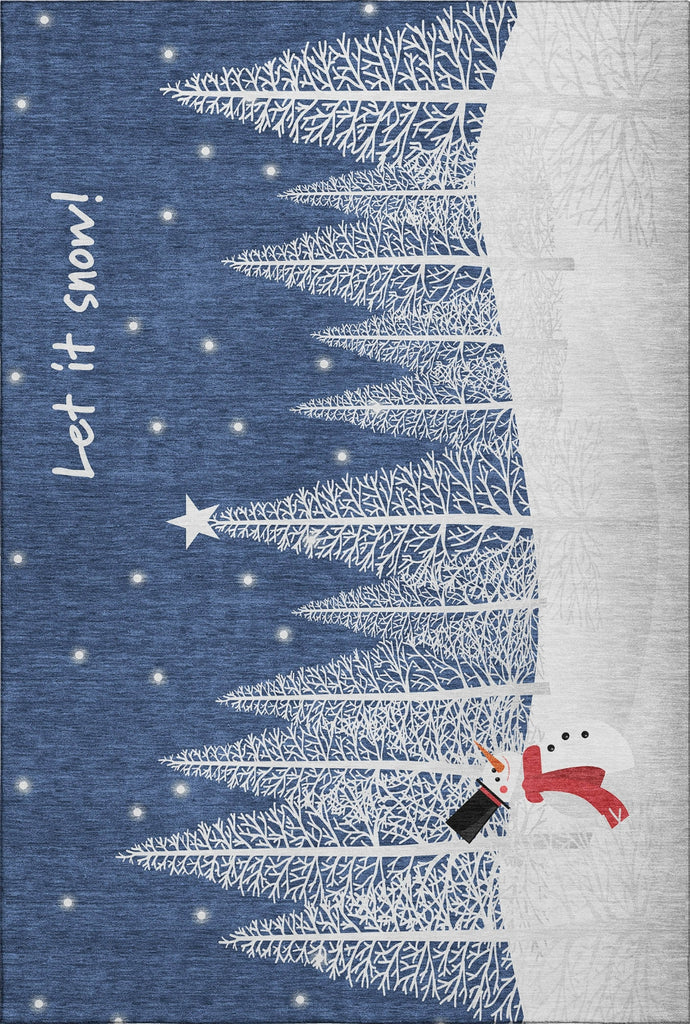 Piper Looms Mayfield Snow Scene AMF223 Blue Machine Washable Area Rug main image