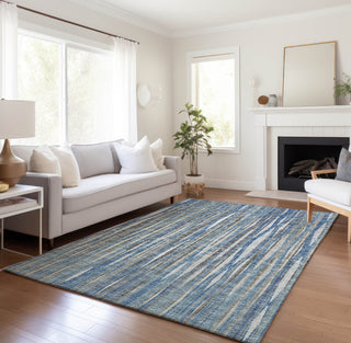 Piper Looms Mayfield Textured Stripes AMF31 Blue Machine Washable Area Rug Lifestyle Image Feature