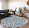 Piper Looms Mayfield Textured Stripes AMF31 Blue Machine Washable Area Rug Round Lifestyle Image Feature