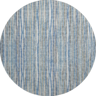 Piper Looms Mayfield Textured Stripes AMF31 Blue Machine Washable Area Rug Round Main Image