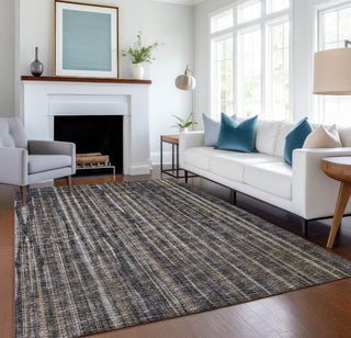 Piper Looms Mayfield Textured Stripes AMF31 Brown Machine Washable Area Rug Lifestyle Image Feature