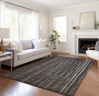 Piper Looms Mayfield Textured Stripes AMF31 Brown Machine Washable Area Rug Lifestyle Image Feature