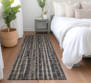 Piper Looms Mayfield Textured Stripes AMF31 Brown Machine Washable Area Rug Runner Lifestyle Image Feature