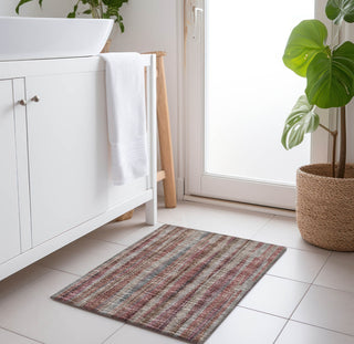 Piper Looms Mayfield Textured Stripes AMF31 Burgundy Machine Washable Area Rug Scatter Lifestyle Image Feature