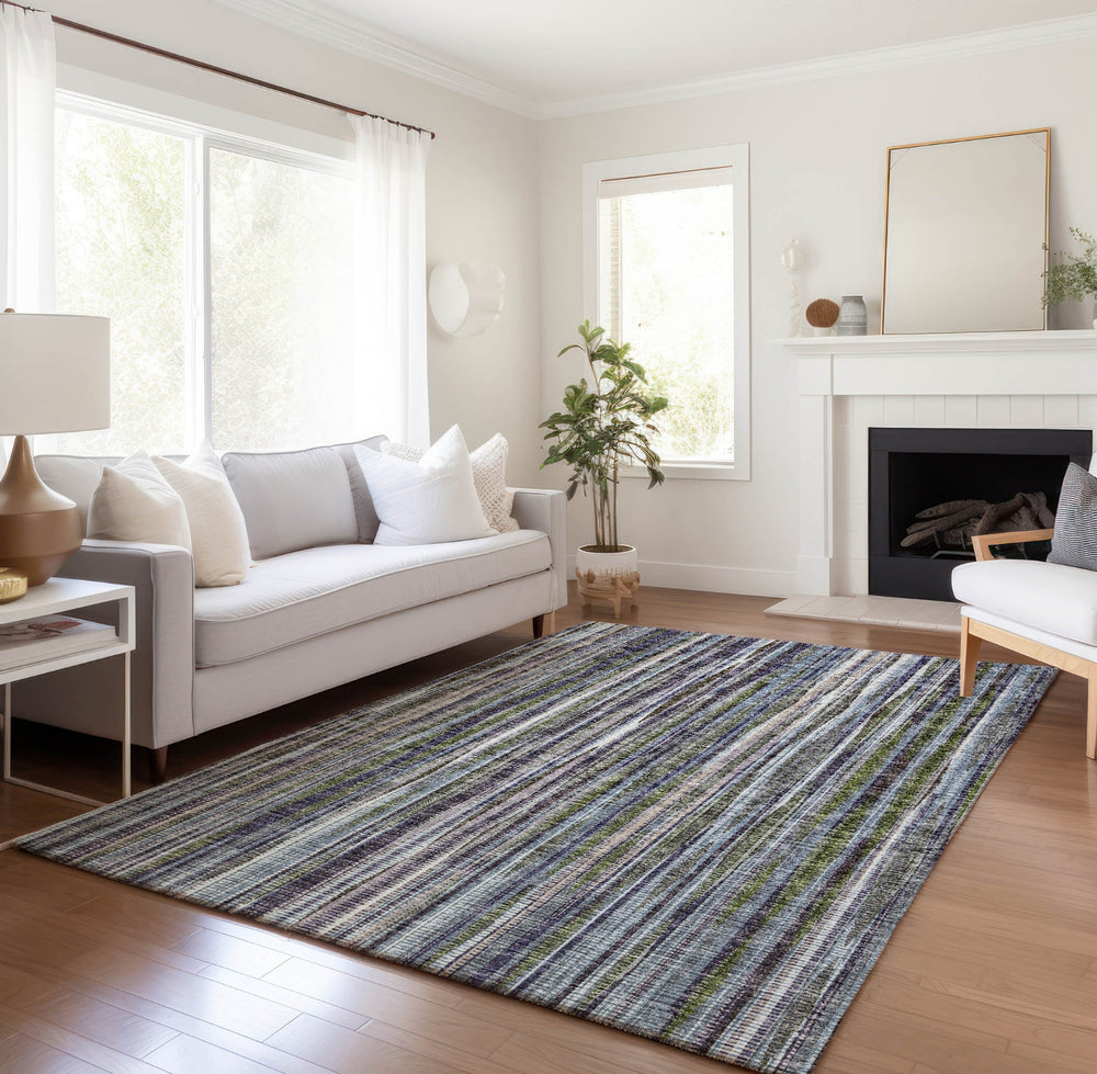 Piper Looms Mayfield Textured Stripes AMF31 Plum Machine Washable Area Rug Lifestyle Image Feature
