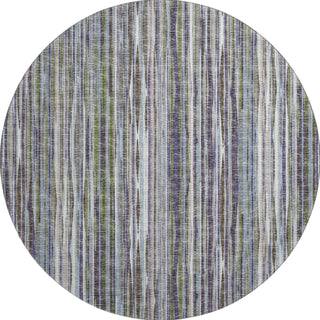 Piper Looms Mayfield Textured Stripes AMF31 Plum Machine Washable Area Rug Round Main Image