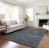 Piper Looms Mayfield Horizontal Bars AMF32 Blue Machine Washable Area Rug Lifestyle Image Feature