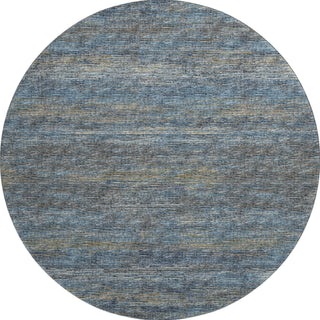 Piper Looms Mayfield Horizontal Bars AMF32 Blue Machine Washable Area Rug Round Main Image
