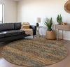 Piper Looms Mayfield Horizontal Bars AMF32 Canyon Machine Washable Area Rug Round Lifestyle Image Feature