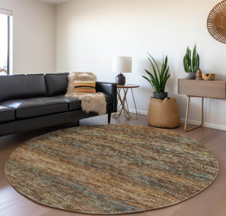 Piper Looms Mayfield Horizontal Bars AMF32 Canyon Machine Washable Area Rug Round Lifestyle Image Feature