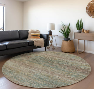 Piper Looms Mayfield Horizontal Bars AMF32 Multi Machine Washable Area Rug Round Lifestyle Image Feature