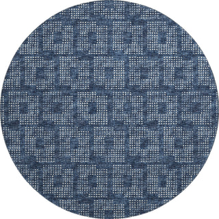Piper Looms Mayfield Squares AMF33 Blue Machine Washable Area Rug Round Main Image