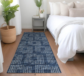 Piper Looms Mayfield Squares AMF33 Blue Machine Washable Area Rug Runner Lifestyle Image Feature