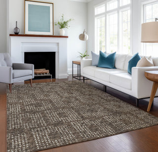 Piper Looms Mayfield Squares AMF33 Brown Machine Washable Area Rug Lifestyle Image Feature