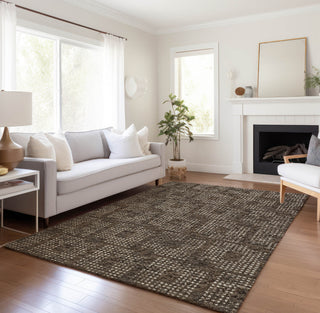 Piper Looms Mayfield Squares AMF33 Brown Machine Washable Area Rug Lifestyle Image Feature