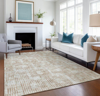 Piper Looms Mayfield Squares AMF33 Spice Machine Washable Area Rug Lifestyle Image Feature