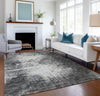 Piper Looms Mayfield Abstract AMF34 Black Machine Washable Area Rug Lifestyle Image Feature