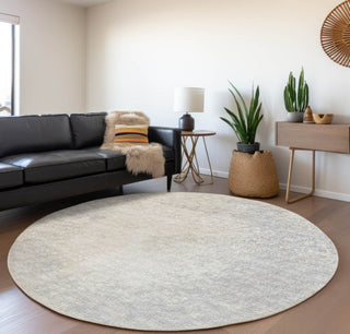 Piper Looms Mayfield Abstract AMF34 Gray Machine Washable Area Rug Round Lifestyle Image Feature