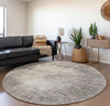 Piper Looms Mayfield Abstract AMF34 Mocha Machine Washable Area Rug Round Lifestyle Image Feature