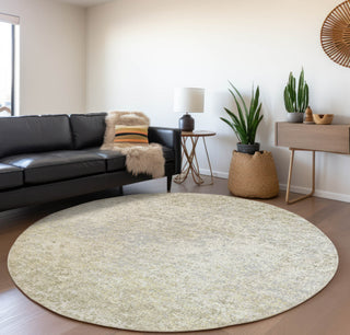 Piper Looms Mayfield Abstract Clouds AMF36 Beige Machine Washable Area Rug Round Lifestyle Image Feature