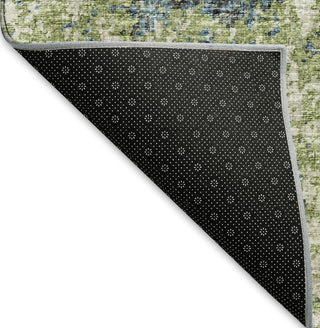 Piper Looms Mayfield Abstract Clouds AMF36 Green Machine Washable Area Rug Backing Image